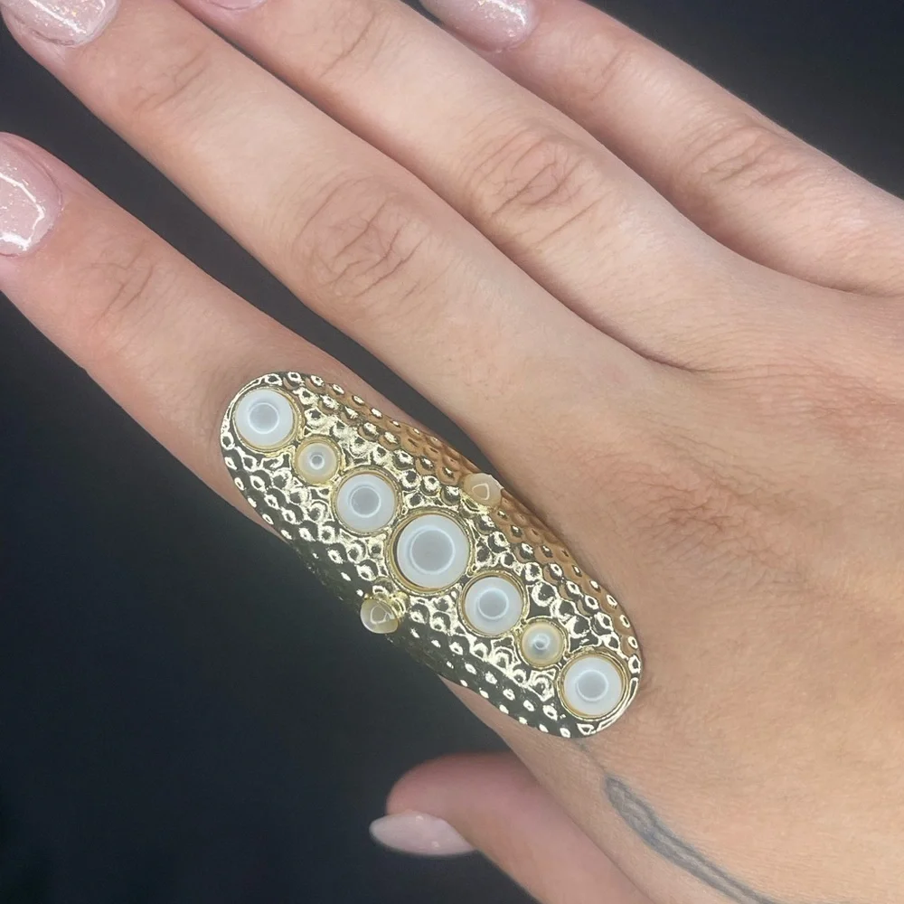 Gold and White Statement Ring - Picture 1 of 1